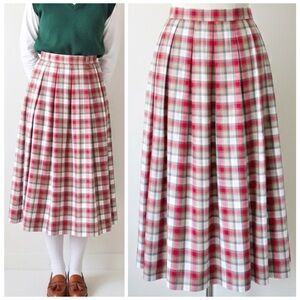 IZOD Vintage 90s Y2K Tartan Plaid Pleated Midi Skirt Classic Preppy Size 10